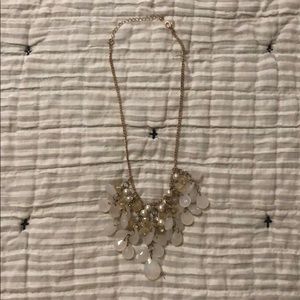 Gold, pearl and white stone bling necklace